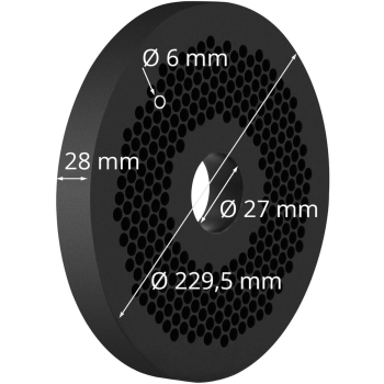  Matryca sitko do pelletu peleciarki WIE-PM-2000 śr. 229.5 mm x 28 mm otwory 6 mm - zdj. dodatkowe 4