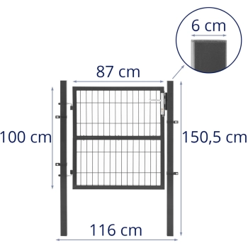  Brama furtka wejściowa ogrodowa ze stali 106 x 100 cm - zdj. dodatkowe 2