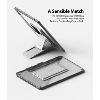  Sztywne etui z żelową ramką i podstawką do Galaxy Tab S7 11'' Fusion Combo Outstanding szary - zdj. dodatkowe 2