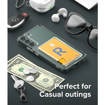  Etui z kieszonką na kartę dokumenty do Galaxy S22+ Fusion Card przezroczysty - zdj. dodatkowe 7