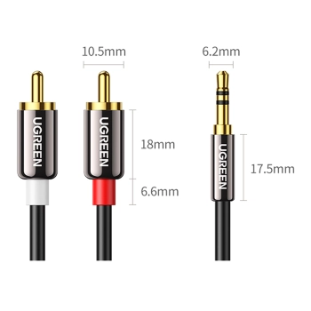  Kabel przewód audio 3.5 mm mini jack - 2x RCA 5m czarny - zdj. dodatkowe 9