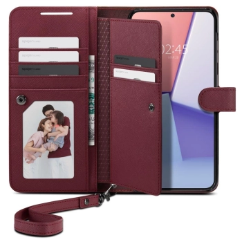  Etui z portfelem i kieszonka na kartę Galaxy S23+ Wallet S Plus burgundowe - zdj. dodatkowe 1