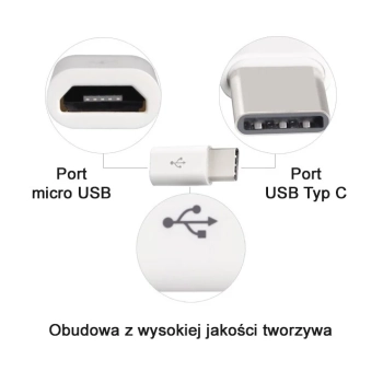  Adapter przejściówka wtyczka z micro USB na USB-C biała - zdj. dodatkowe 4