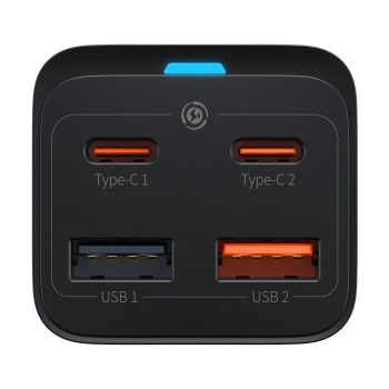  Szybka ładowarka sieciowa GaN3 Pro 2x USB-C / 2x USB 65W PD QC + kabel USB-C 1m czarny - zdj. dodatkowe 2