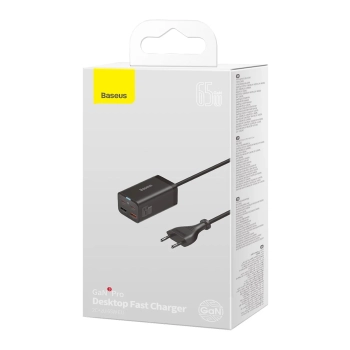  Szybka ładowarka sieciowa GaN3 Pro 2x USB-C / 2x USB 65W PD QC + kabel USB-C 1m czarny - zdj. dodatkowe 4