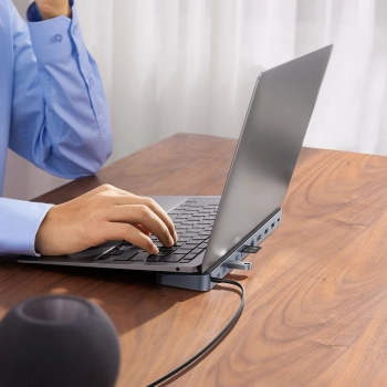  12w1 HUB podstawka pod notebooka USB-C USB-A DP HDMI SD TF RJ45 3.5mm jack PD 100W szary - zdj. dodatkowe 8