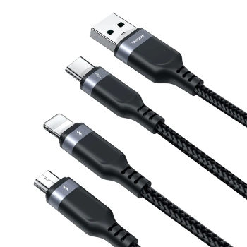  3w1 Kabel przewód USB Multi-Use Series do Lightning USB-C micro USB 30cm czarny - zdj. dodatkowe 3