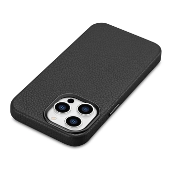  Skórzane etui iPhone 14 Pro magnetyczne z MagSafe Litchi Premium Leather Case czarny - zdj. dodatkowe 10