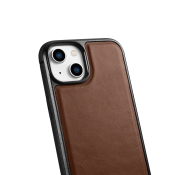  Etui pokryte naturalną skórą do iPhone 14 Leather Oil Wax ciemny brąz - zdj. dodatkowe 4