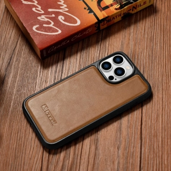  Etui pokryte naturalną skórą do iPhone 14 Pro Leather Oil Wax jasny brąz - zdj. dodatkowe 9