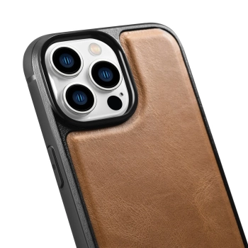  Etui pokryte naturalną skórą do iPhone 14 Pro Max Leather Oil Wax jasny brąz - zdj. dodatkowe 8