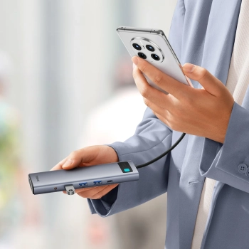  11w1 HUB adapter USB-C do USB-C PD 4x USB HDMI VGA AUX RJ45 SD TF szary - zdj. dodatkowe 3