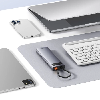  11w1 HUB adapter USB-C do USB-C PD 4x USB HDMI VGA AUX RJ45 SD TF szary - zdj. dodatkowe 8