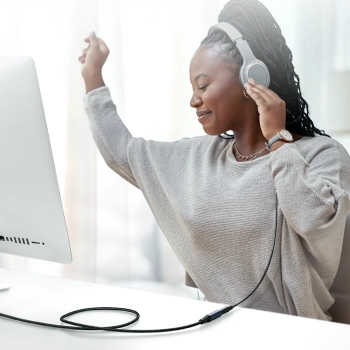  Przedłużacz kabla przewodu Audio Stereo AUX 3.5mm mini jack 1.2m czarny - zdj. dodatkowe 7