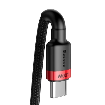  Nylonowy mocny kabel przewód USB-C PD 100W 20V 5A 2m czarny - zdj. dodatkowe 1