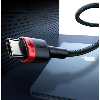  Nylonowy mocny kabel przewód USB-C PD 100W 20V 5A 2m czarny - zdj. dodatkowe 6