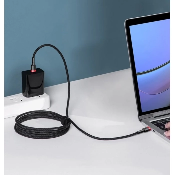  Nylonowy mocny kabel przewód USB-C PD 100W 20V 5A 2m czarny - zdj. dodatkowe 7