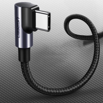  Kątowy kabel przewód USB-C Power Delivery 60W 20V 3A 1m czarno-szary - zdj. dodatkowe 7