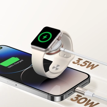  2w1 Kabel Lightning do iPhone i ładowarka indukcyjna do Apple Watch USB-C 1.5m biały - zdj. dodatkowe 8