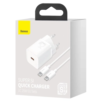  Szybka ładowarka sieciowa Si 25W 3A z kablem USB-C 1m biały - zdj. dodatkowe 4