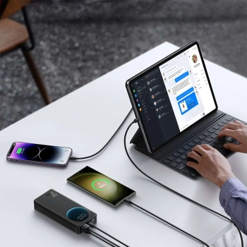  Powerbank z latarką 30W 30000mAh + kabel USB-A - USB-C 25cm czarny - zdj. dodatkowe 9