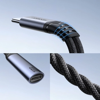  2w1 Adapter przejściówka ładowarka + słuchawki USB-C do USB-C / mini jack 3.5mm czarny - zdj. dodatkowe 10