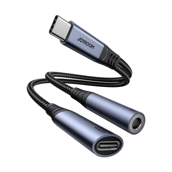  2w1 Adapter przejściówka ładowarka + słuchawki USB-C do USB-C / mini jack 3.5mm czarny - zdj. dodatkowe 6