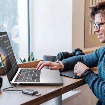  Czytnik kart SD microSD MMC TF USB-C 5Gb/s - szary - zdj. dodatkowe 2