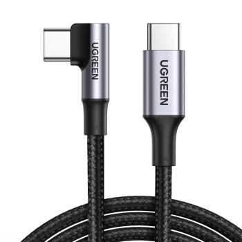  Kabel przewód kątowy USB-C w oplocie 480Mb/s 2m czarno szary - zdj. dodatkowe 1