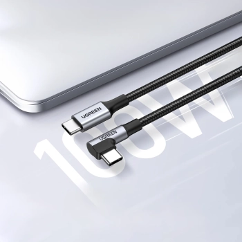  Kabel przewód kątowy USB-C w oplocie 480Mb/s 2m czarno szary - zdj. dodatkowe 2