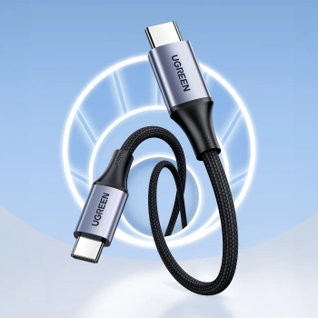  Kabel przewód USB-C PD w oplocie 240W 5A 480Mb/s 1m czarno szary - zdj. dodatkowe 8