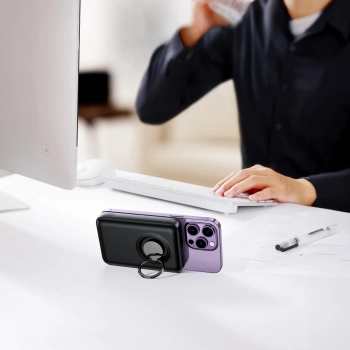  Powerbank bezprzewodowy 10000mAh 20W MagSafe z podstawką + kabel USB-C czarny - zdj. dodatkowe 4