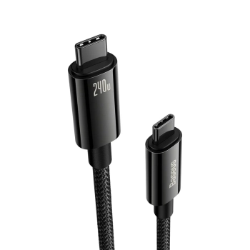 Kabel przewód USB-C w oplocie 480Mb/s 240W Tungsten Gold 3m czarny - zdj. dodatkowe 1
