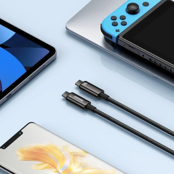  Kabel przewód USB-C w oplocie 480Mb/s 240W Tungsten Gold 3m czarny - zdj. dodatkowe 6