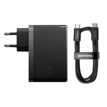  Ładowarka sieciowa PRO 160W GaN GaN5 2x USB-C / USB-A + kabel USB-C czarny - zdj. dodatkowe 1