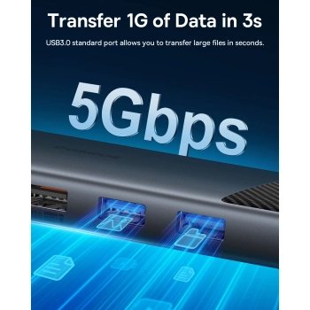  11w1 HUB Adapter USB-C USB-A / PD / HDMI / DP / RJ-45 / SD / TF czarny - zdj. dodatkowe 6