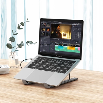  7w1 Podstawka pod laptopa HUB adapter PD USB-C SD TF USB-A HDMI 100W szara - zdj. dodatkowe 2