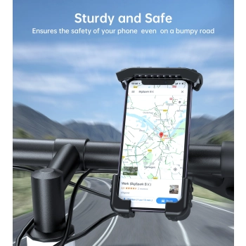  Uchwyt rowerowy motocyklowy na telefony 4.7-7'' na kierownicę czarny - zdj. dodatkowe 2