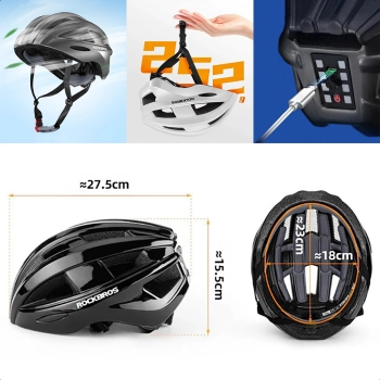  Kask rowerowy MTB z wbudowanymi diodami LED USB czerwone światło szary - zdj. dodatkowe 4