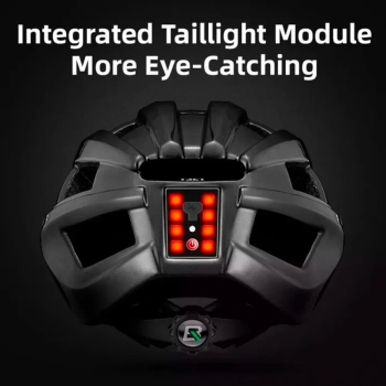  Kask rowerowy MTB z wbudowanymi diodami LED USB czerwone światło czarny - zdj. dodatkowe 3