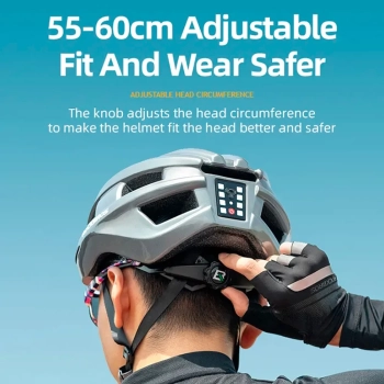  Kask rowerowy MTB z wbudowanymi diodami LED USB czerwone światło czarny - zdj. dodatkowe 4