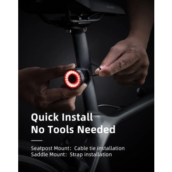  Lampa rowerowa tylna czerwona system STOP cztery tryby pracy - zdj. dodatkowe 9