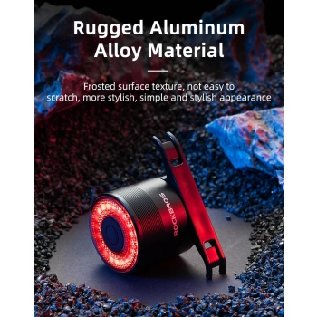  Lampa rowerowa tylna czerwona system STOP cztery tryby pracy - zdj. dodatkowe 10