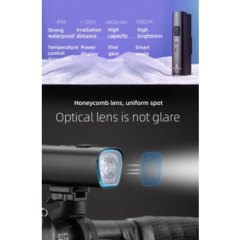  Lampka rowerowa przednia 1000lm 5 trybów pracy latarka wodoodporna USB - zdj. dodatkowe 7