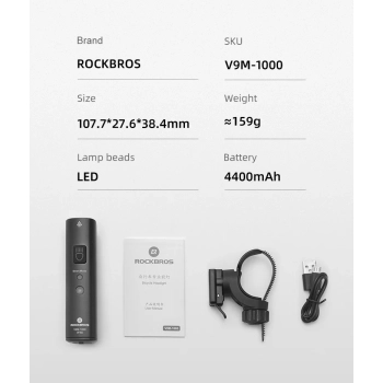  Lampka rowerowa przednia 1000lm 5 trybów pracy latarka wodoodporna USB - zdj. dodatkowe 8