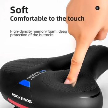  Siodełko rowerowe piankowe PU z odblaskiem - czarno-niebieskie - zdj. dodatkowe 1