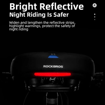  Siodełko rowerowe piankowe PU z odblaskiem - czarno-niebieskie - zdj. dodatkowe 3