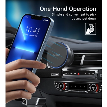  Uchwyt magnetyczny z ładowarką indukcyjną 15 W na kratkę nawiewu - czarny - zdj. dodatkowe 3