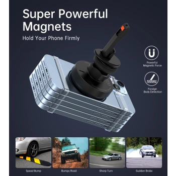  Uchwyt magnetyczny z ładowarką indukcyjną 15 W na kratkę nawiewu - czarny - zdj. dodatkowe 8