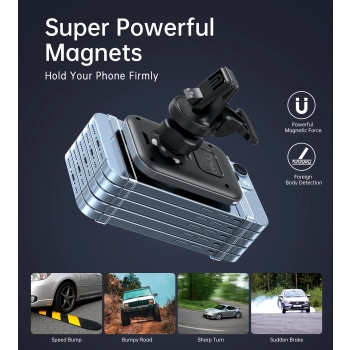  Uchwyt samochodowy z ładowarką indukcyjną 15W na kratkę nawiewu - czarny - zdj. dodatkowe 9